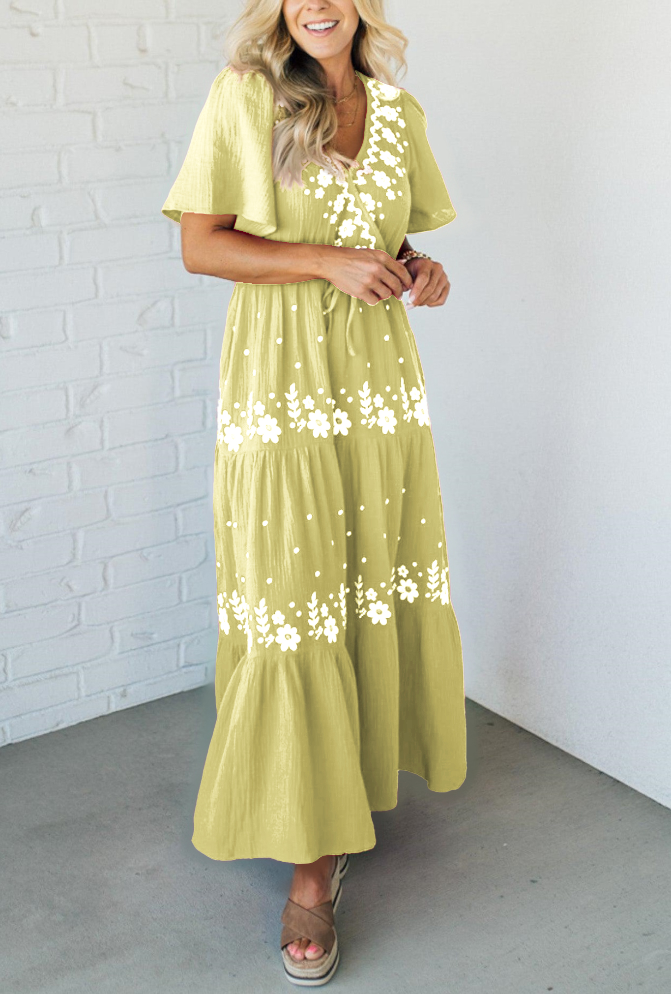 Women's V-Neck Boho Embroidered Maxi Dress (Buy 2 Free Shipping)