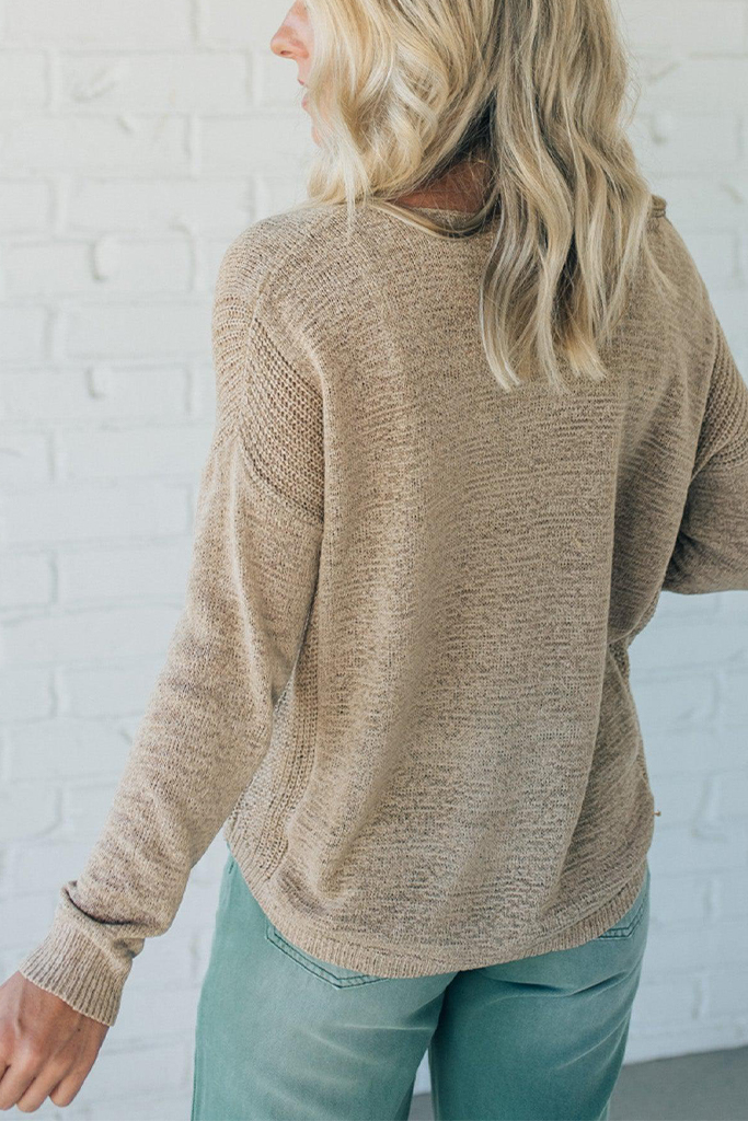 Loose Knit Ribbed Panel Sweater