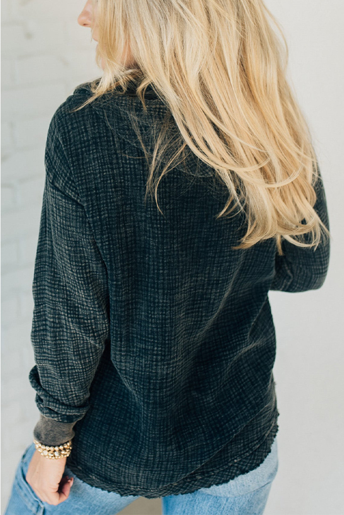 Hooded Henley Gauze Pullover