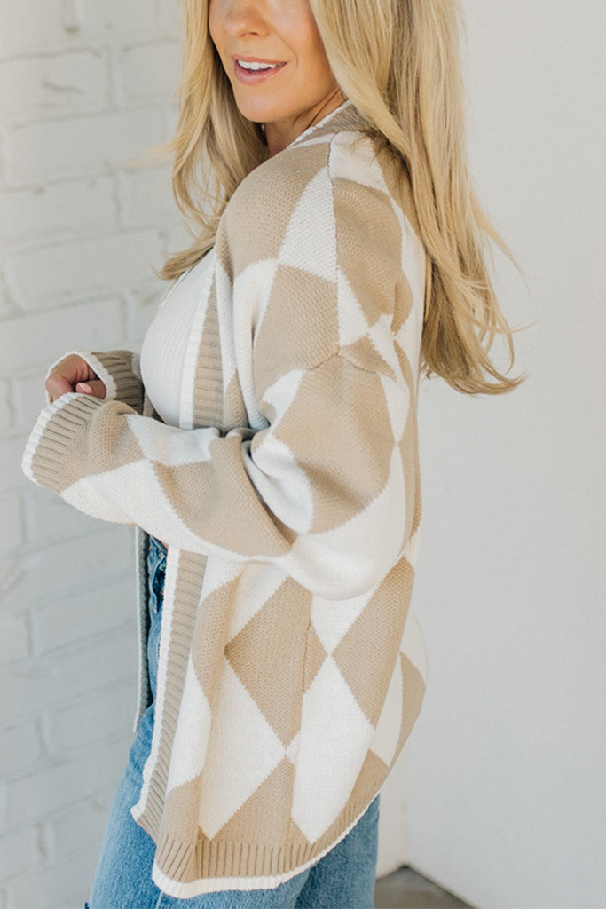 Classic Argyle Open Front Cardigan
