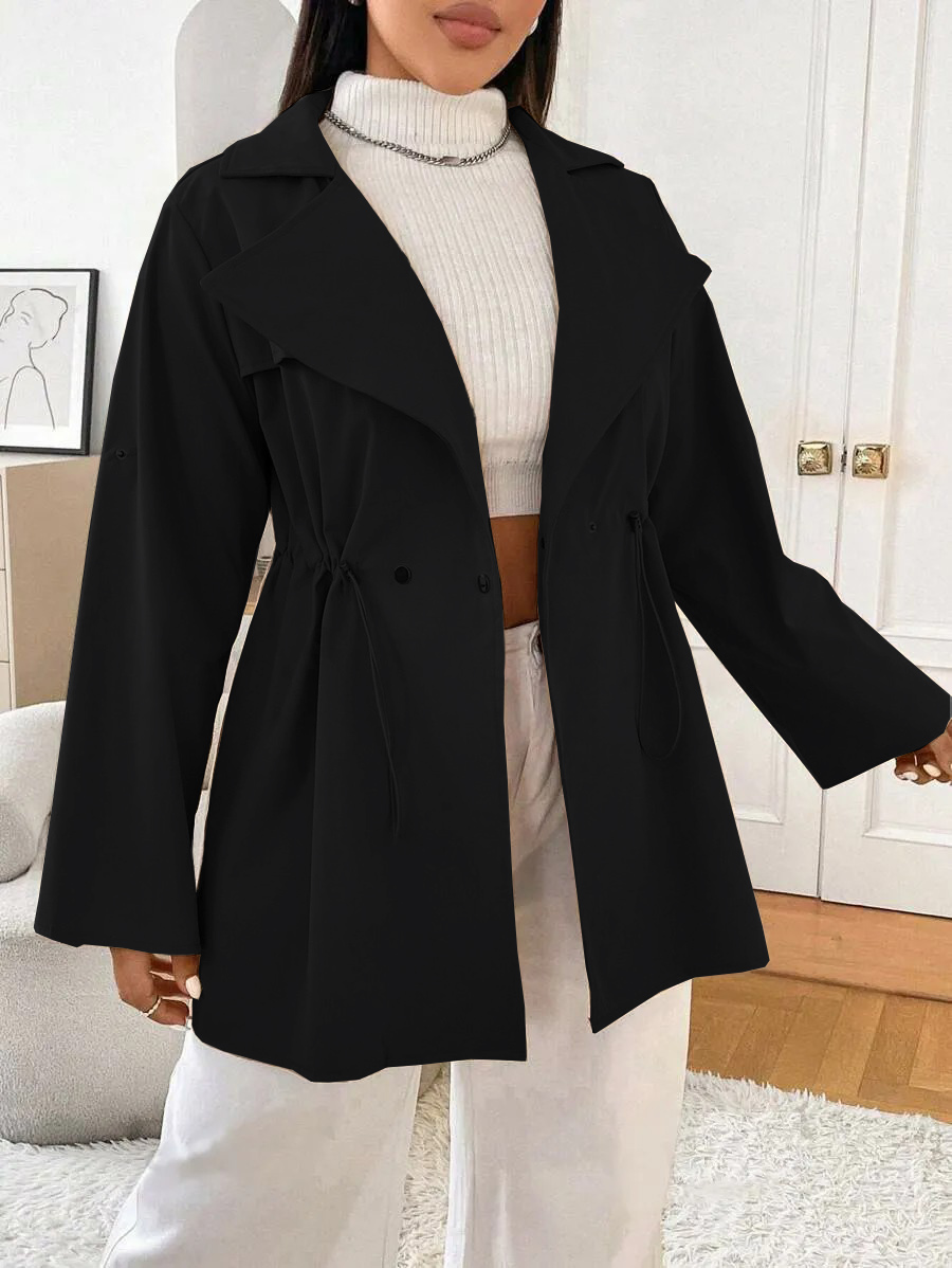 ⏰Hot Sale-Women’s fashion lapel drawstring trench coat(Buy 2 Free Shipping)