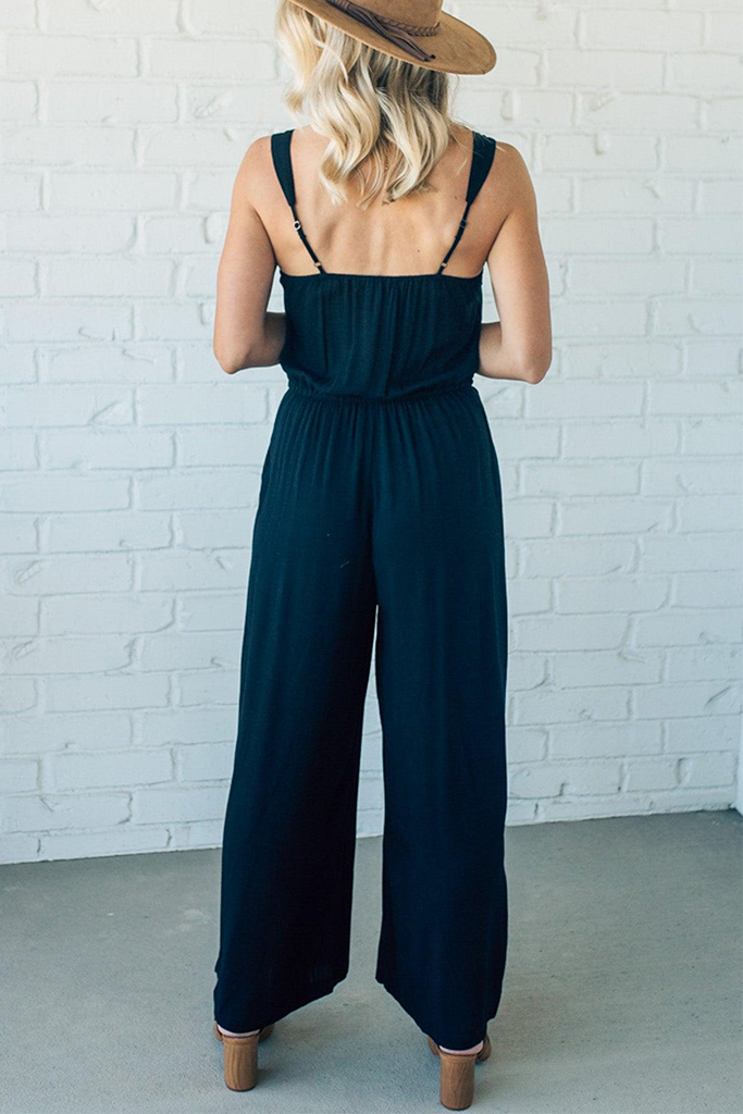 Wide Leg Drawstring Waist Jumpsuit