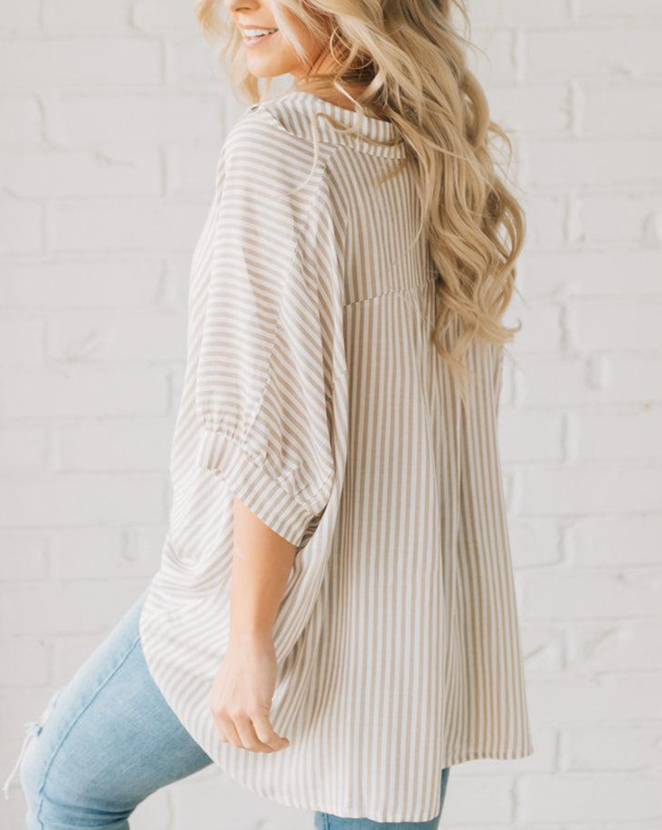 2024 Oversized Striped Loose Button-down Shirt(Buy 2 10% OFF)