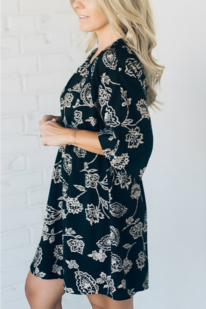 Kimono Sleeve Printed Mini Dress