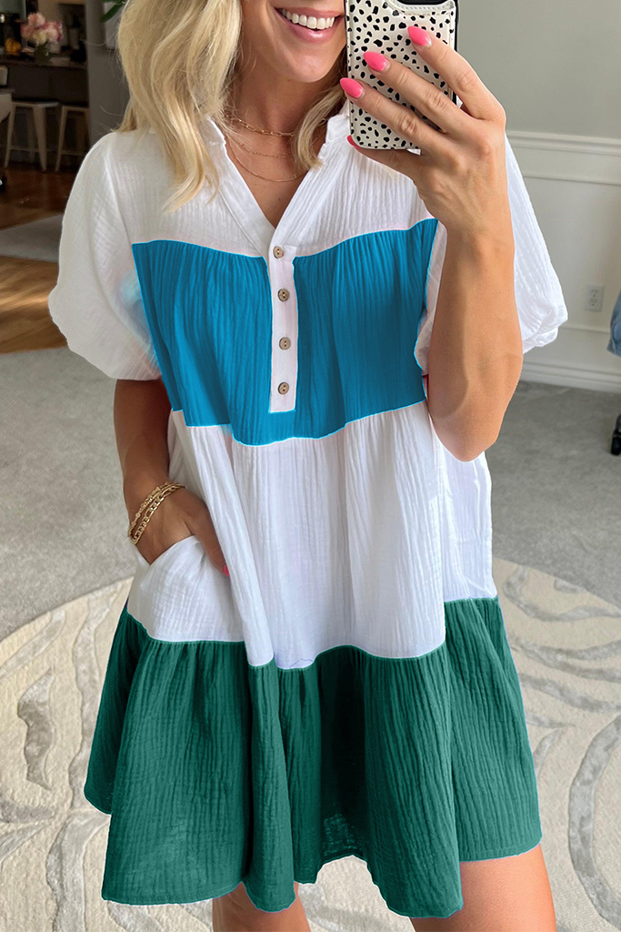 Americana Colorblock Gauze Mini Dress