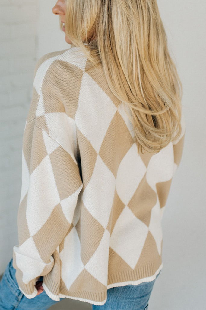 Classic Argyle Open Front Cardigan