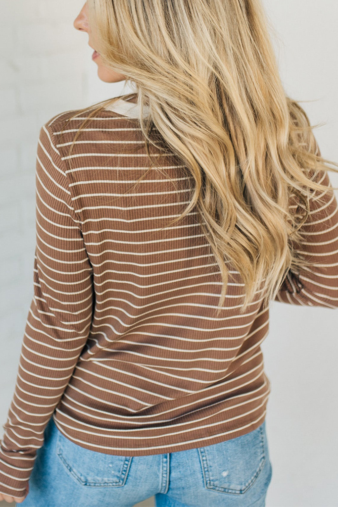 Thumbhole Ribbed + Striped Tee