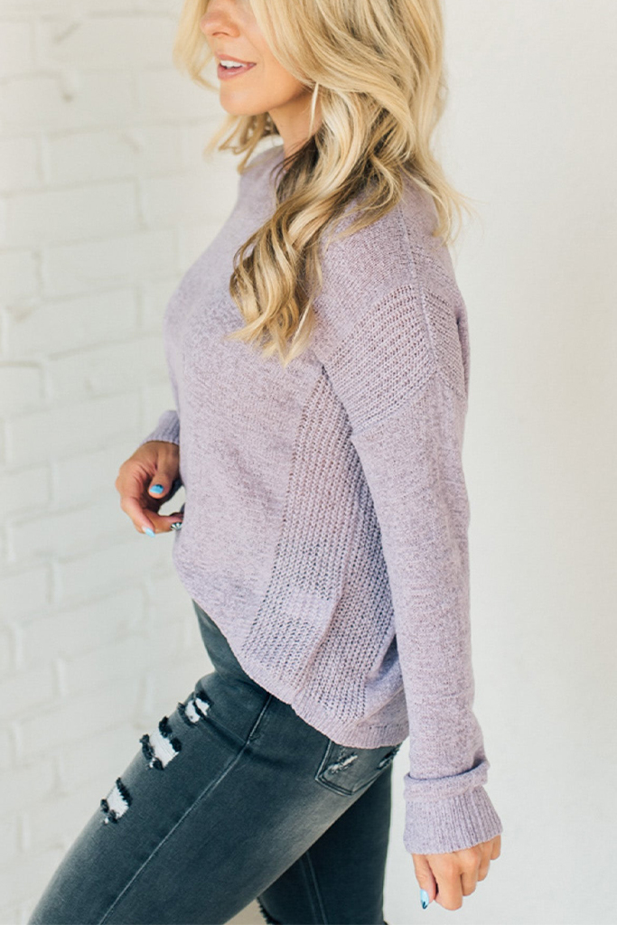 Loose Knit Ribbed Panel Sweater
