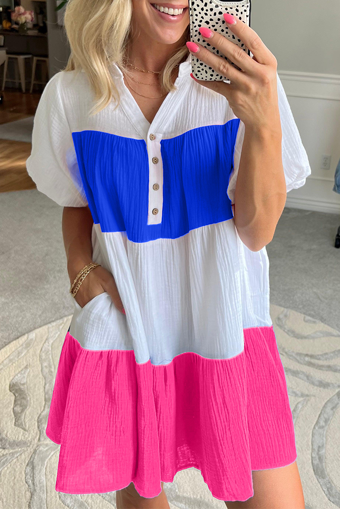 Americana Colorblock Gauze Mini Dress