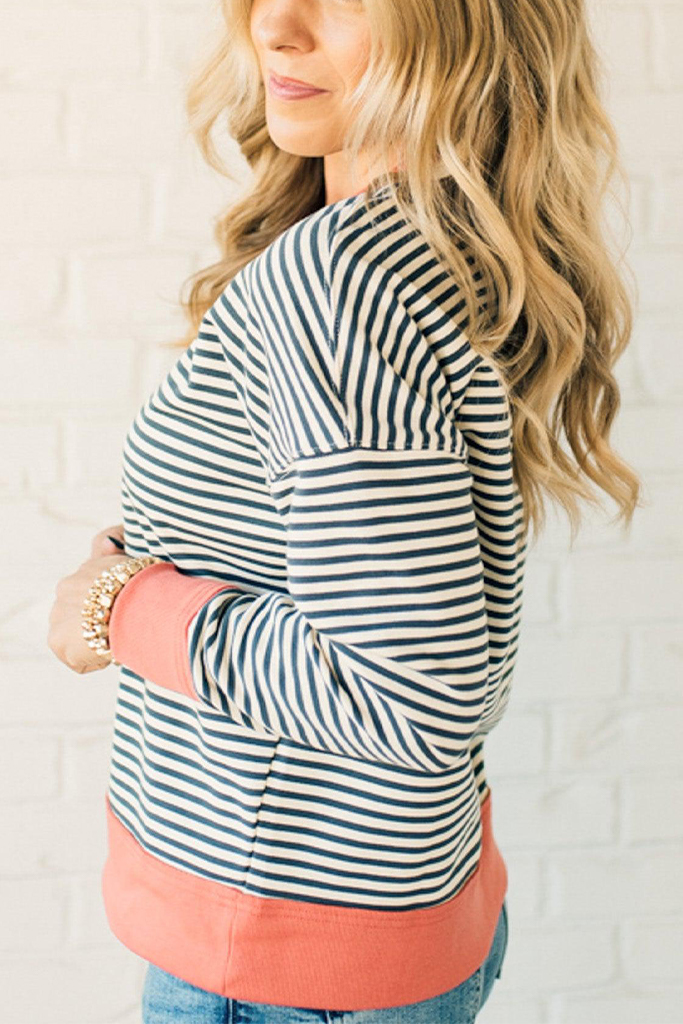 🔥Women's  Striped Oversized Sweatshirt (Buy 2 Free Shipping)
