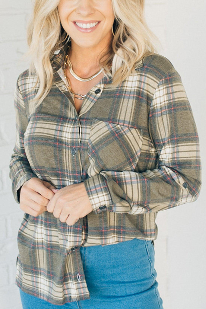 Leigh Stretch Plaid Top