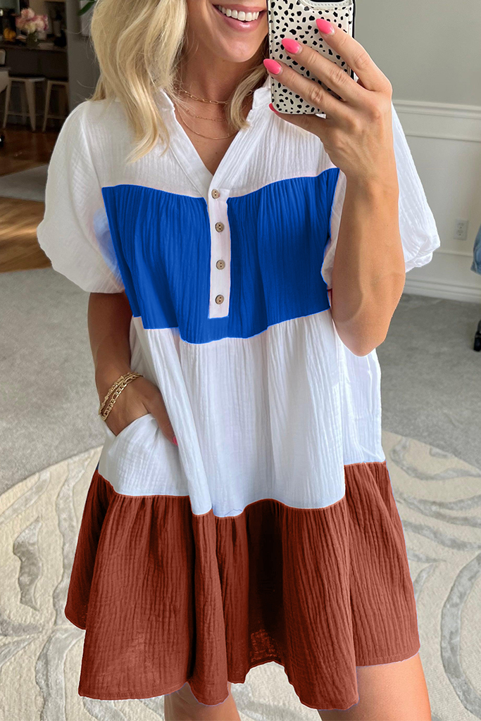 Americana Colorblock Gauze Mini Dress