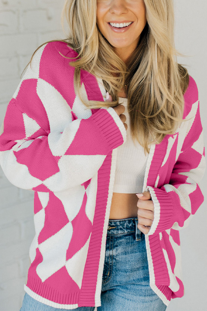 Classic Argyle Open Front Cardigan