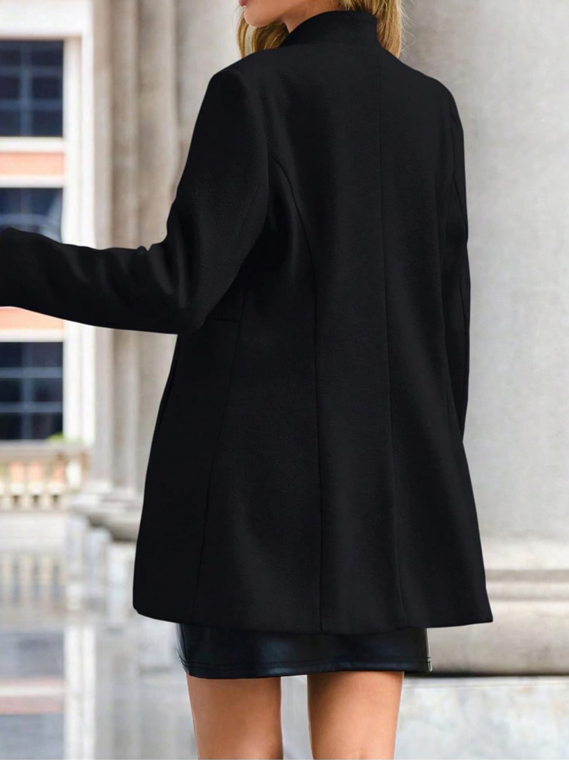 Women's Notch Lapel Slim Fit Overcoat Long Sleeve Blazer Jacket