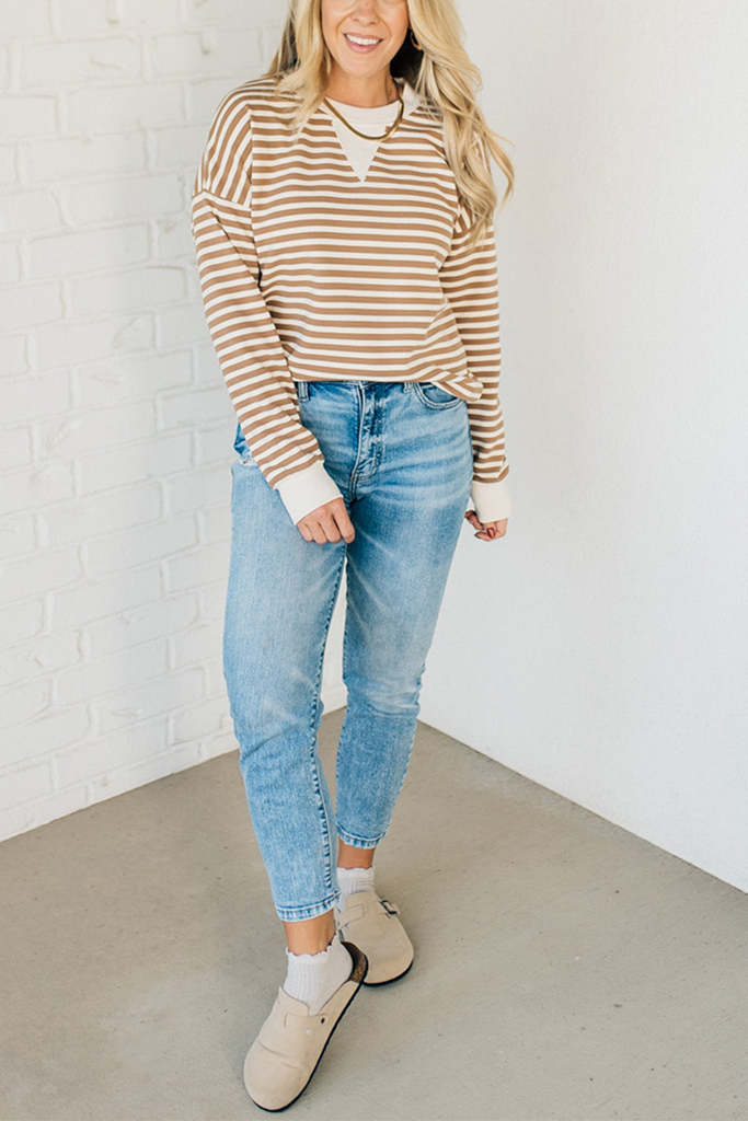 🔥Women's  Striped Oversized Sweatshirt (Buy 2 Free Shipping)