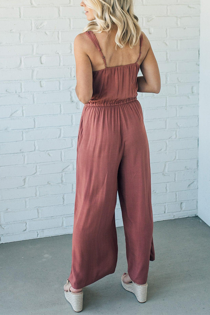 Wide Leg Drawstring Waist Jumpsuit