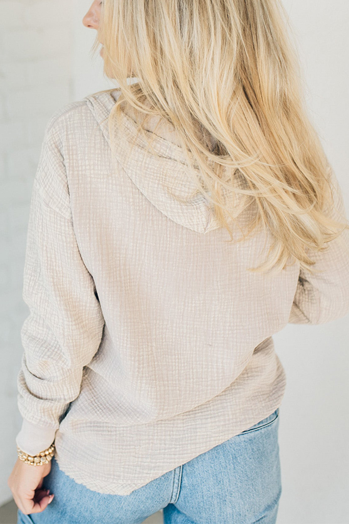 Hooded Henley Gauze Pullover