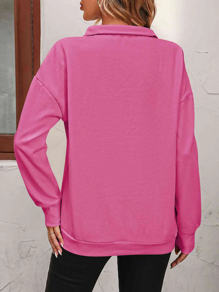 Womens Zip-Up Dropped Shoulder Sweatshirt