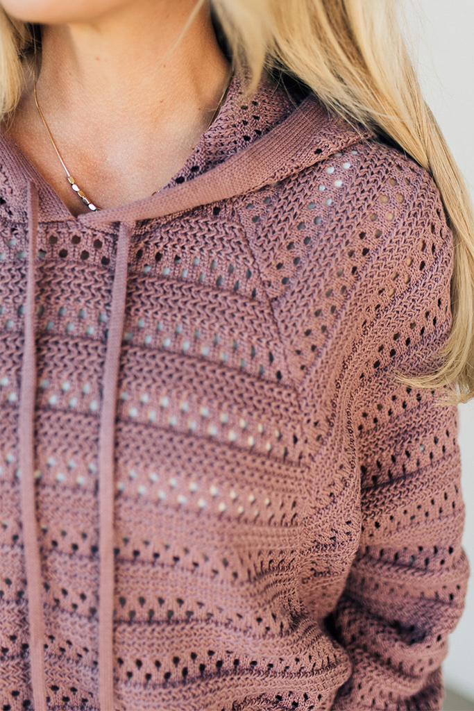 Posted Pointelle Hooded Sweater