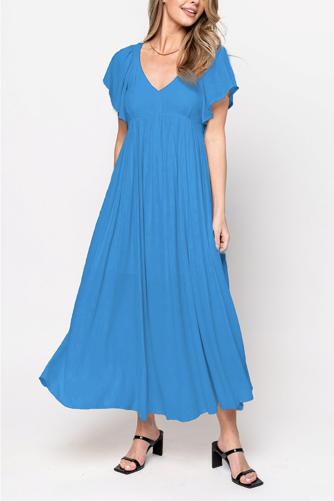 2024 Women’s V-Neck Flowing Pleated Dress