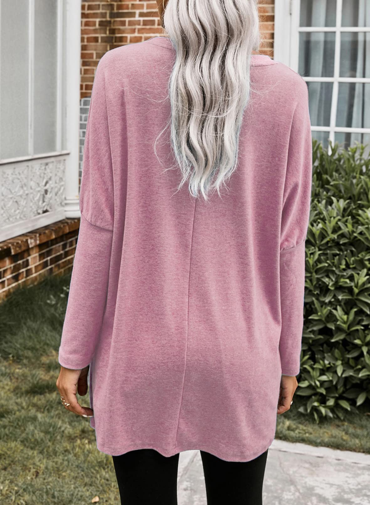 Women's Casual Long Sleeve Lightweight T-Shirt Top with Pockets