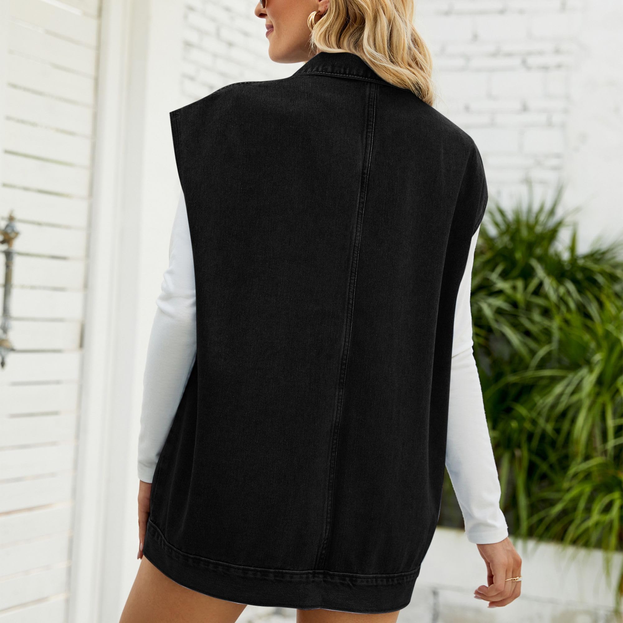 Women’s Vintage Denim Jean Vest Oversized Button Down Jean Waistcoat Gilet (Final Days: Big Savings!!!)