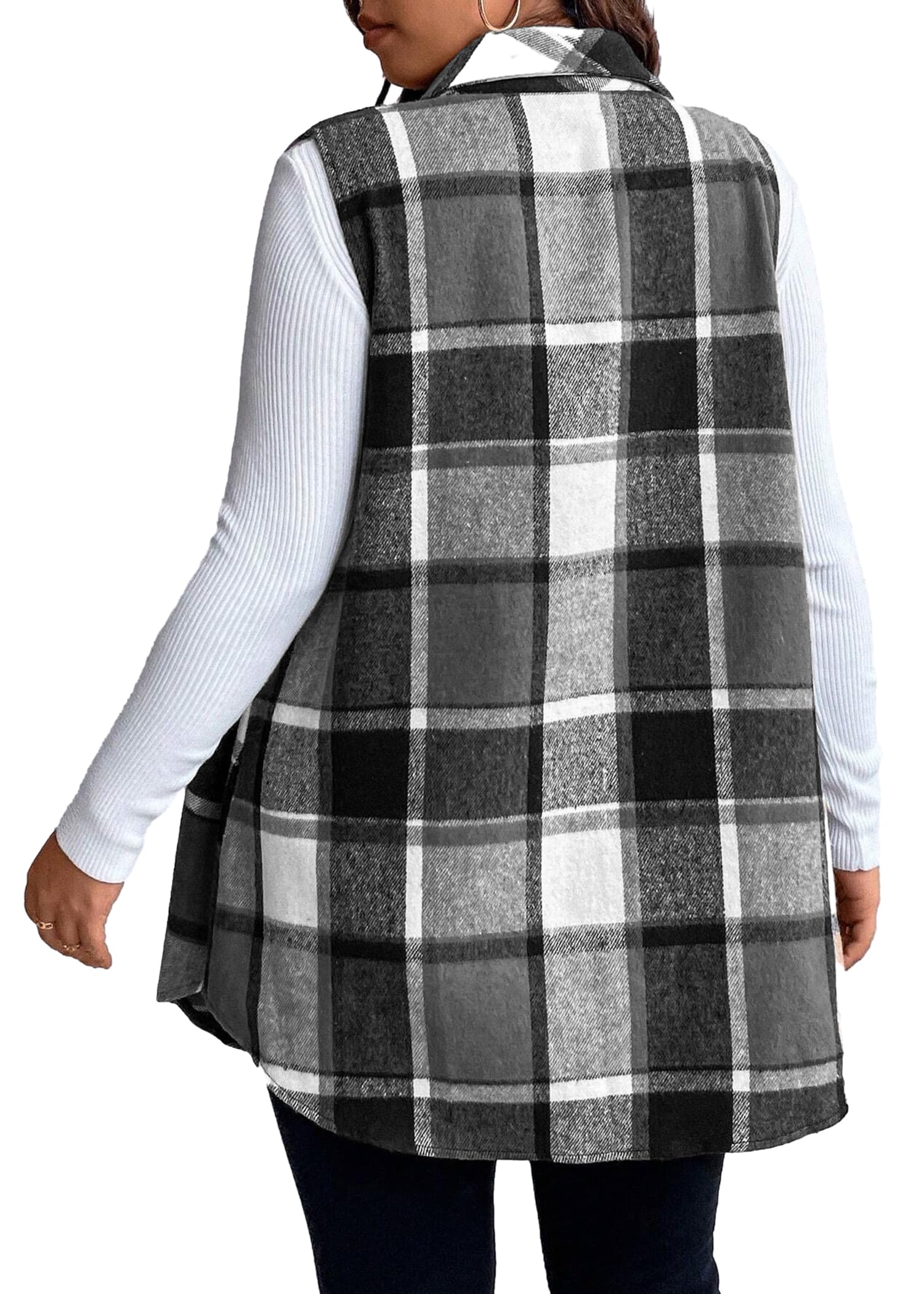 Women's Fall Plaid Lightweight Flannel Vest with Pockets