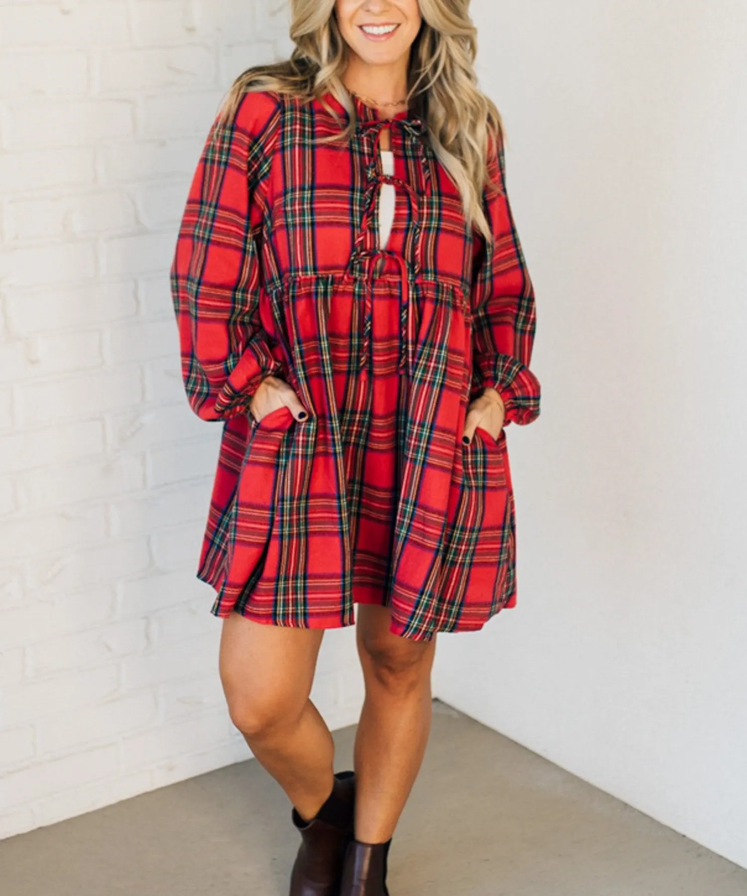 Women's Holiday Plaid Mini Dress (Buy 2 Free Shipping)