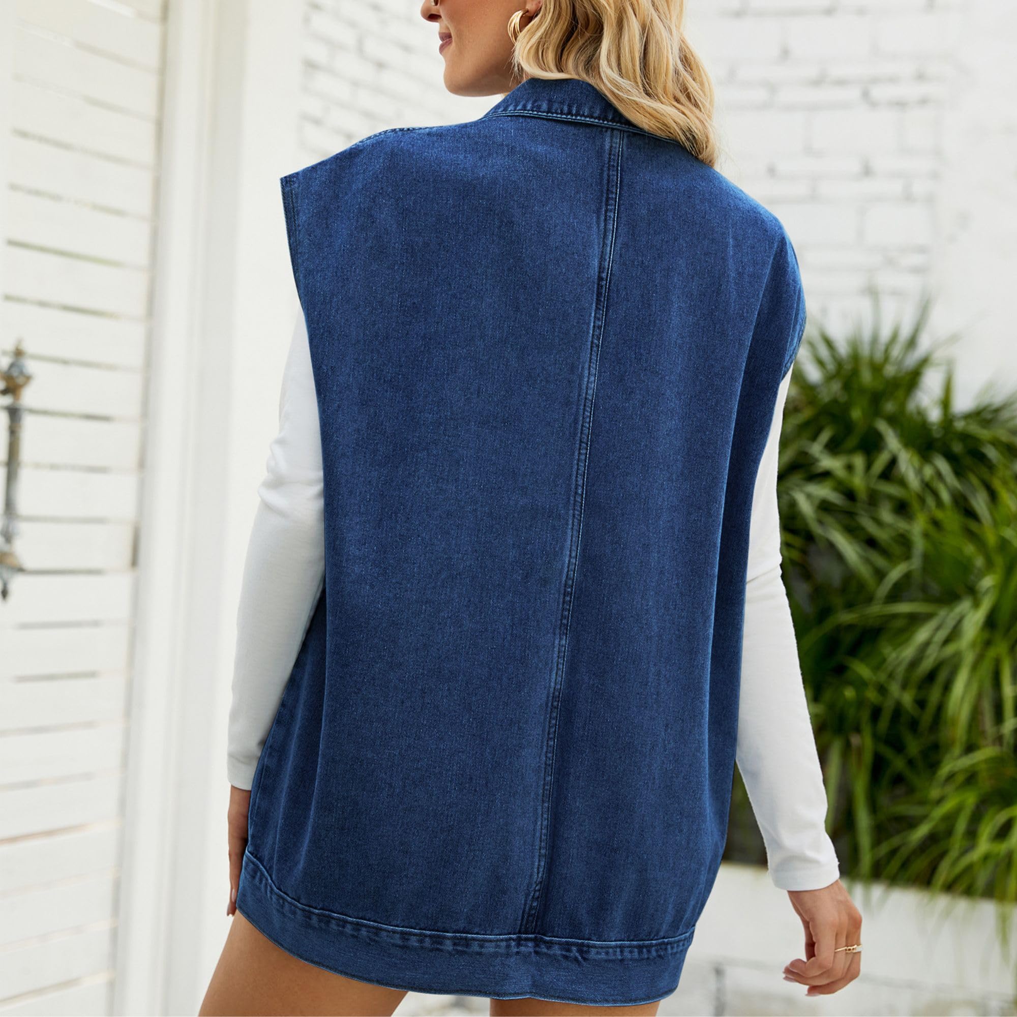 Women’s Vintage Denim Jean Vest Oversized Button Down Jean Waistcoat Gilet (Final Days: Big Savings!!!)