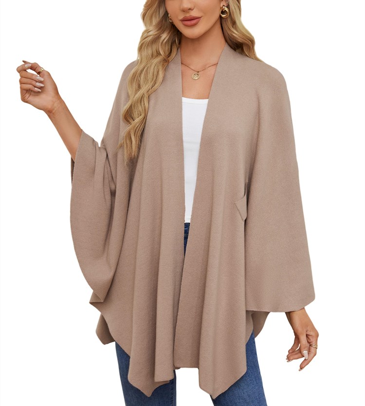 Women's Elegant Shawl Wraps Soft Open Front Poncho Sweater