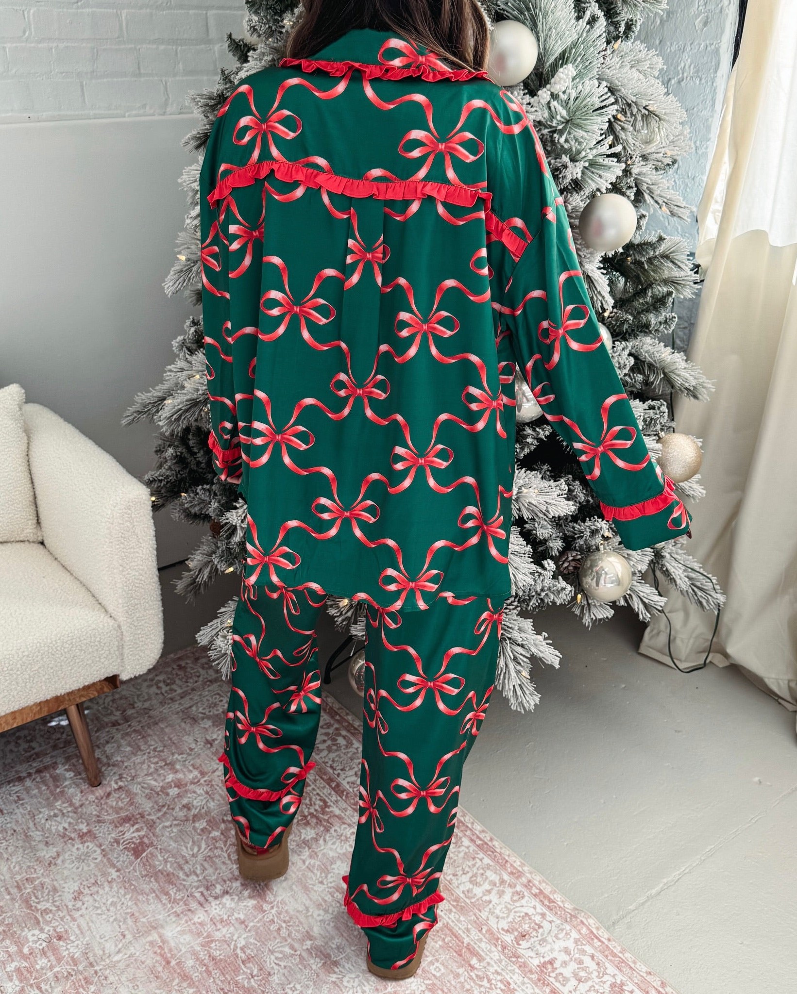 Women's Christmas Green Bow Pajamast