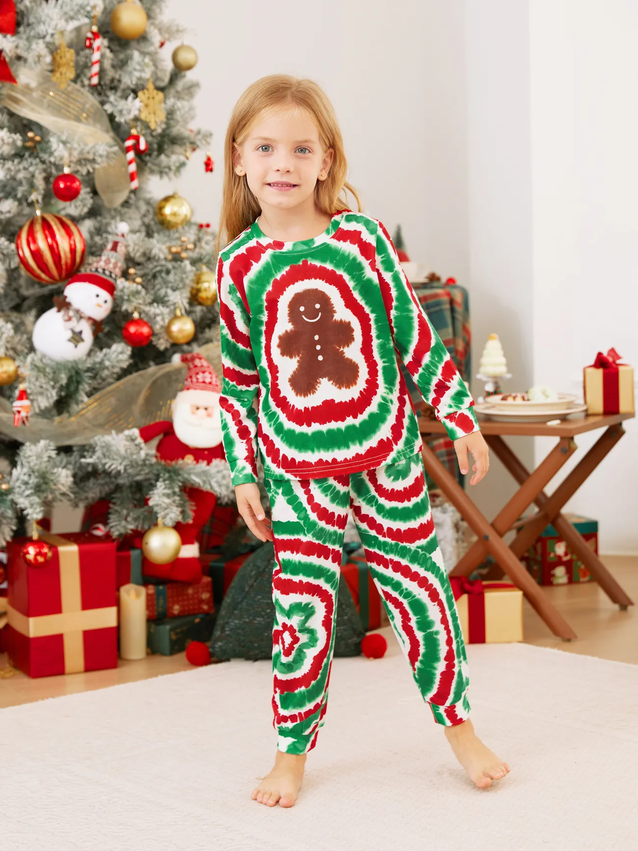 🎁🎄Christmas Sale-Christmas Family Red&Green Tie-Dye Gingerbread Man Pajamas Sets