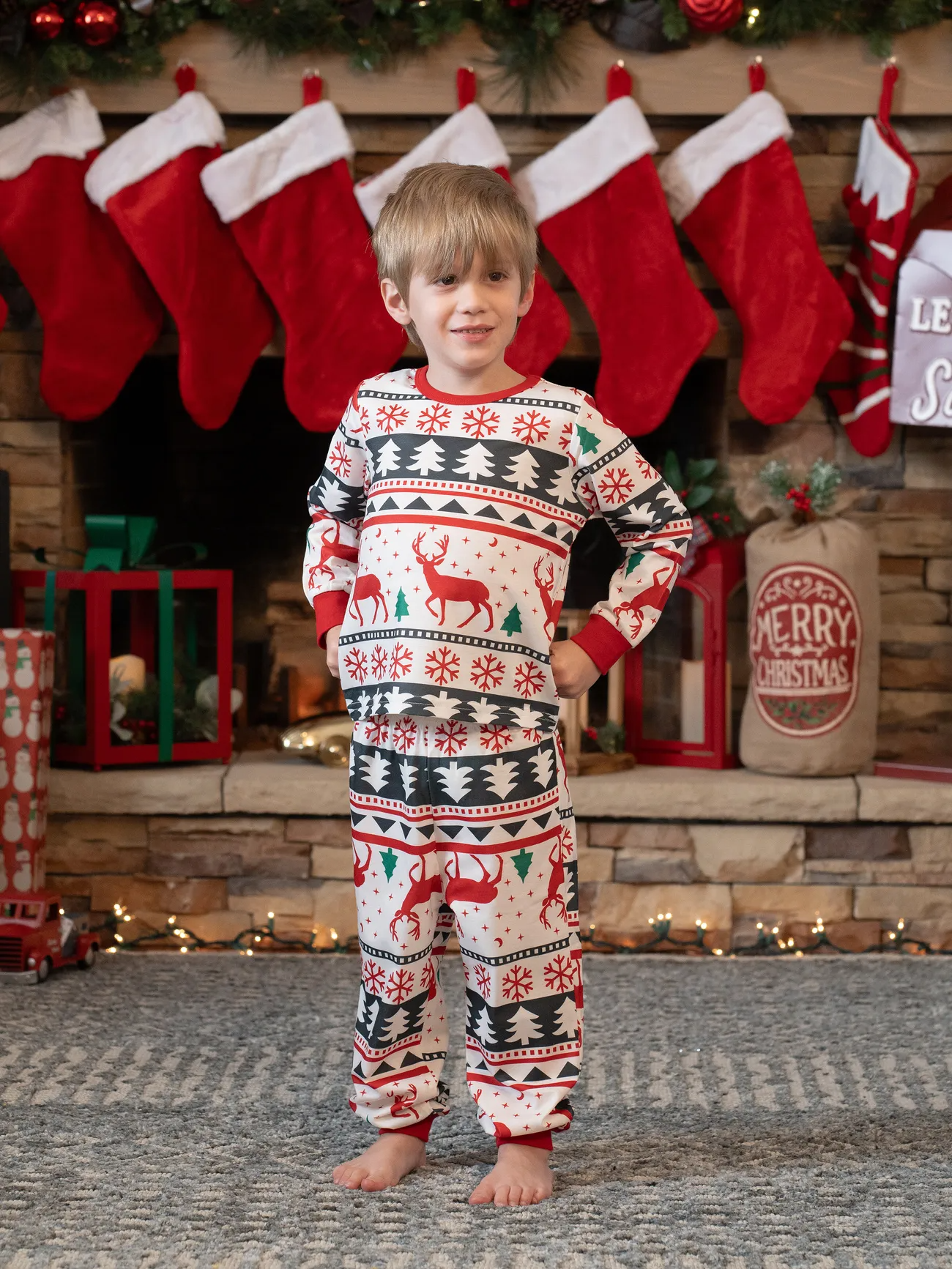 🎄Christmas All Over Reindeer Print Family Matching Long-sleeve Pajamas Sets
