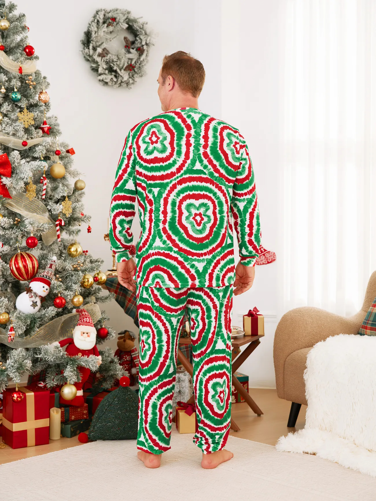 🎁🎄Christmas Sale-Christmas Family Red&Green Tie-Dye Gingerbread Man Pajamas Sets