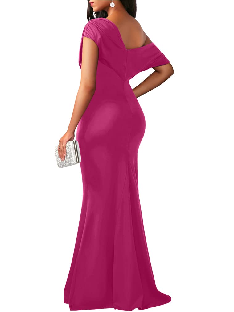 Women's Elegant Sleeveless Off Shoulder Bodycon Long Formal Party Evening Dress