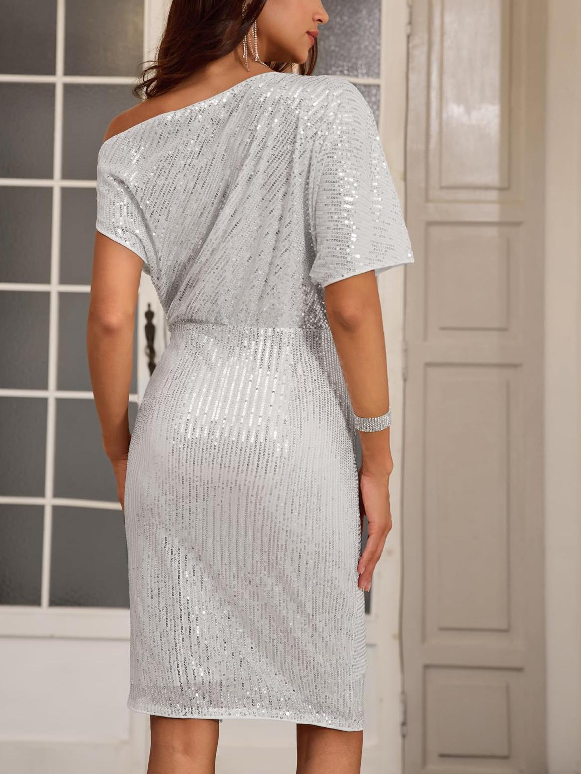 Women's One Shoulder Ruched Cocktail Bodycon Dress