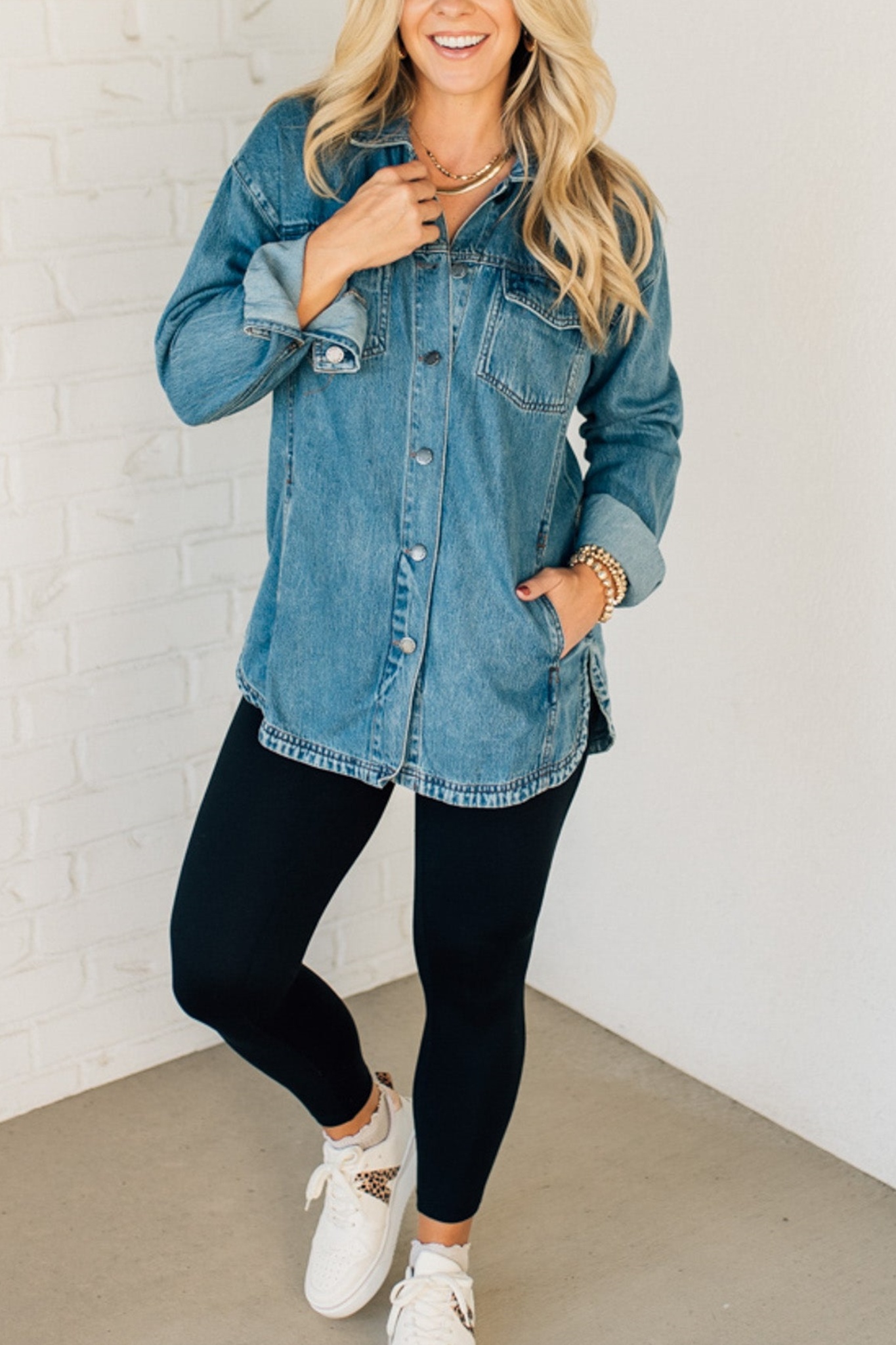 Lightweight Mineral Wash Denim Shacket (Buy 2 Free Shipping)