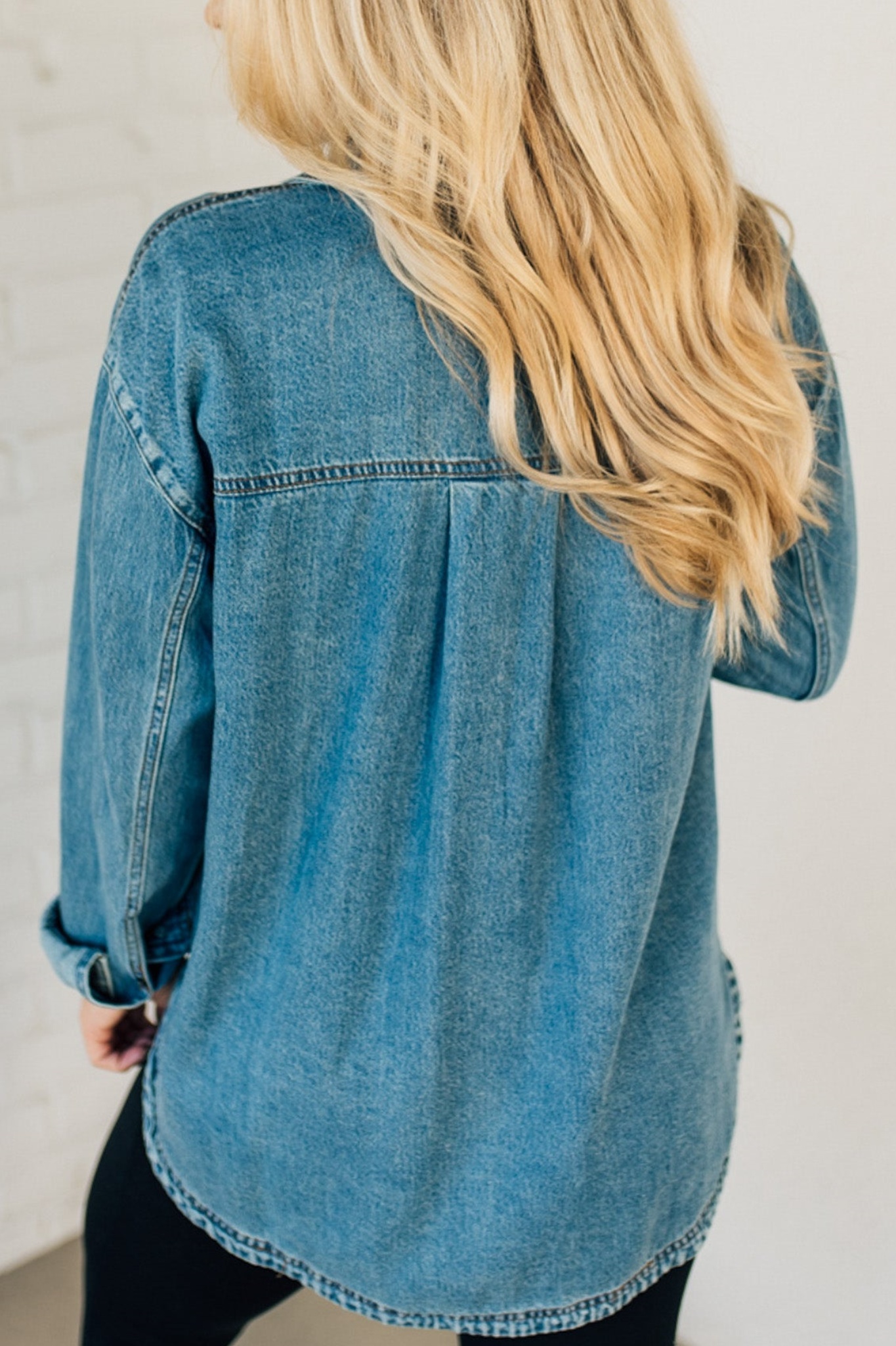 Lightweight Mineral Wash Denim Shacket (Buy 2 Free Shipping)