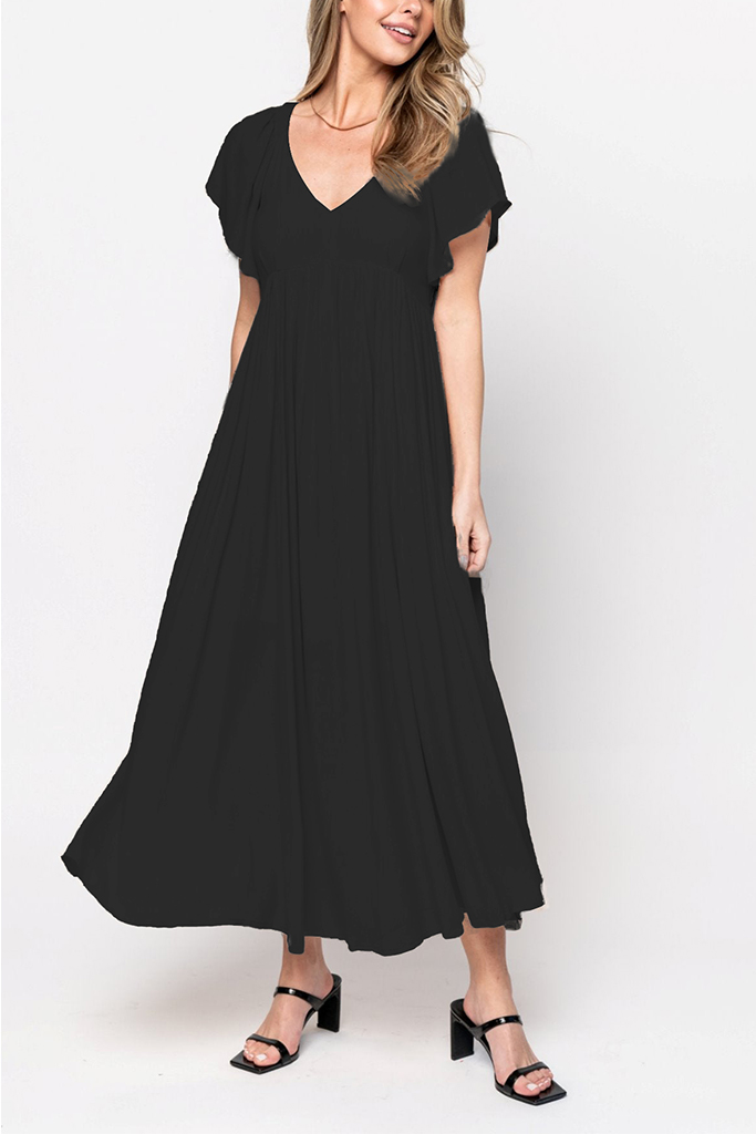 2024 Women’s V-Neck Flowing Pleated Dress