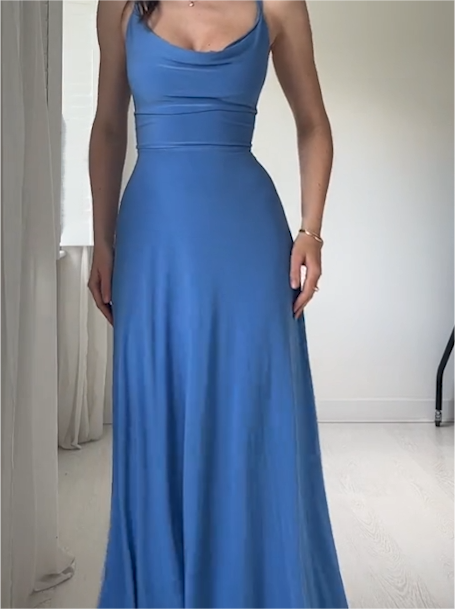 Womens Drape Maxi Dress with Built-in Bra
