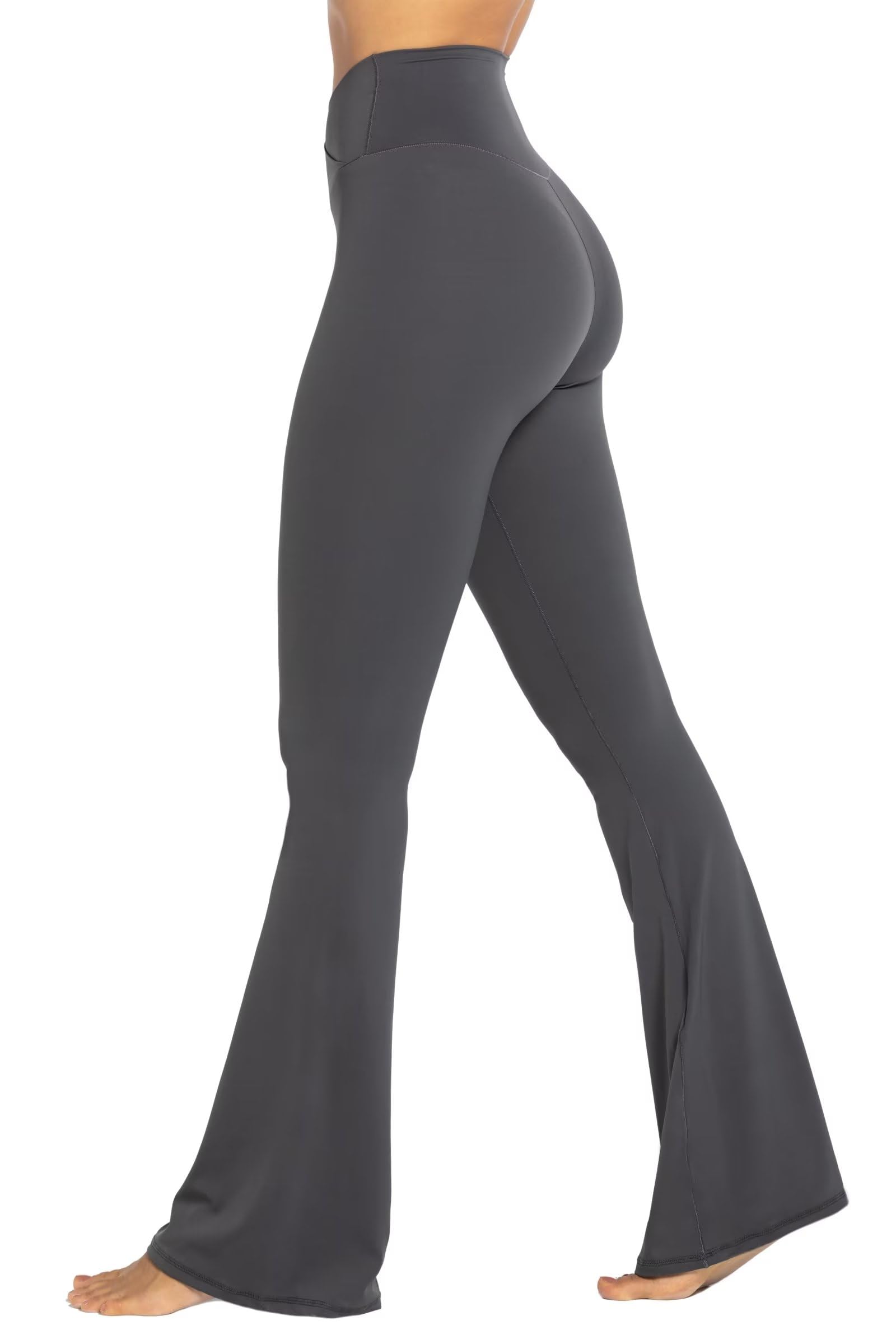 Womens Flare Leggings with Tummy Control Crossover Waist and Wide Leg