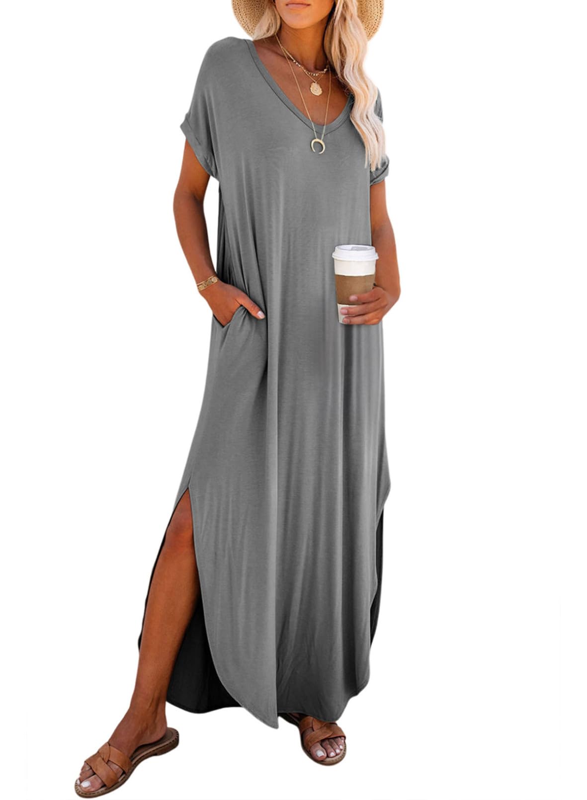 Womens Summer Casual Loose Maxi Dresses  Beach Outfit 
