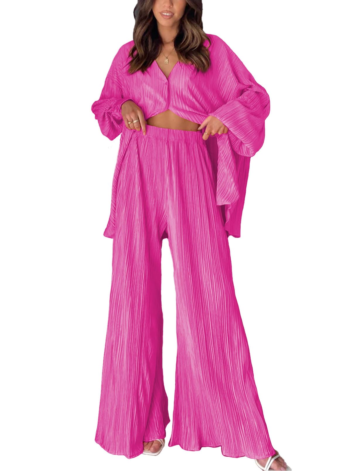 Womens  Pleated Button Up Two-Piece Maternity Set
