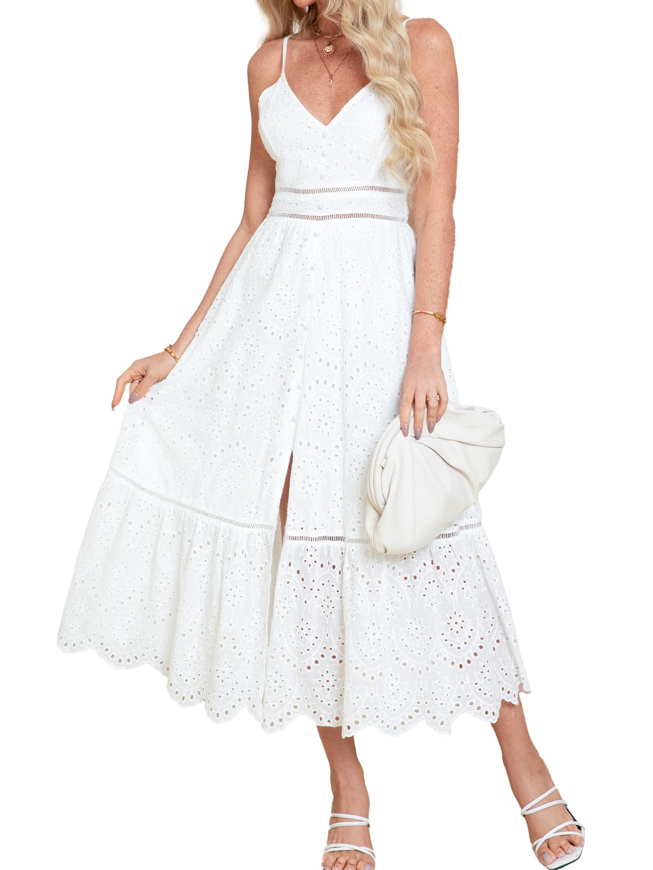 ⏰Hot Sale-Women's Embroidery Pearl Button Down Dress-hivebabe.com