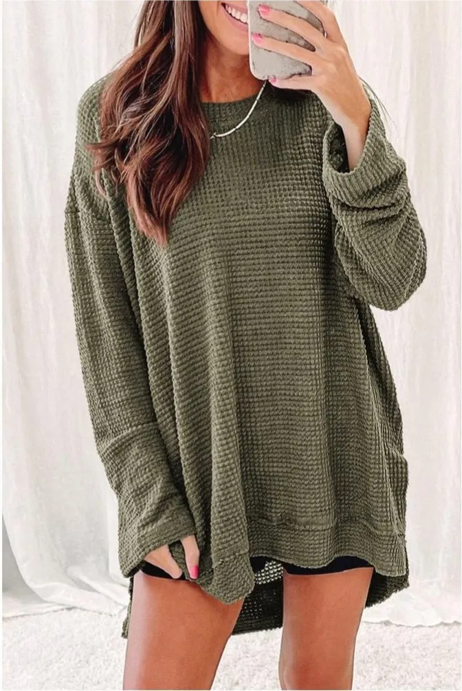 2024 Hot Sale Women's Solid Waffle Knit Top (Buy 2 Free Shipping)