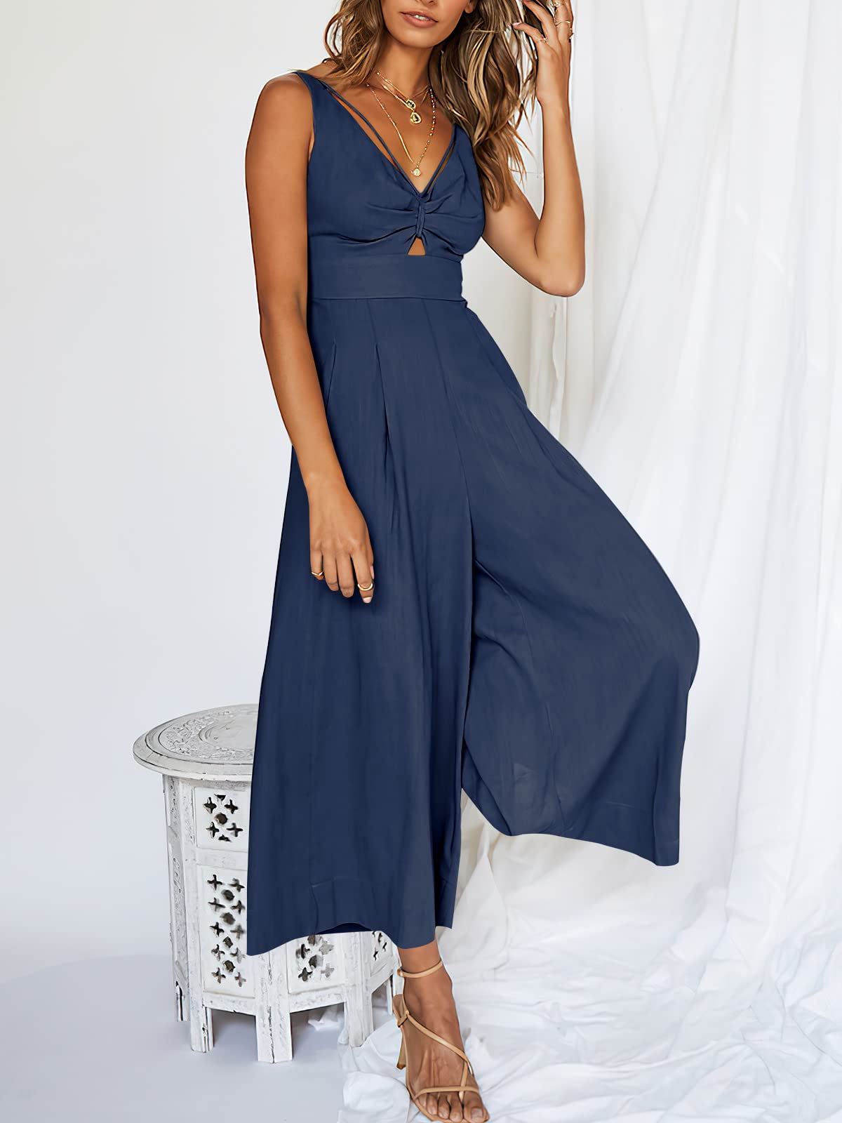 V Neck Cutout High-Waist Rompers (Buy 2 free shipping)-hivebabe.com