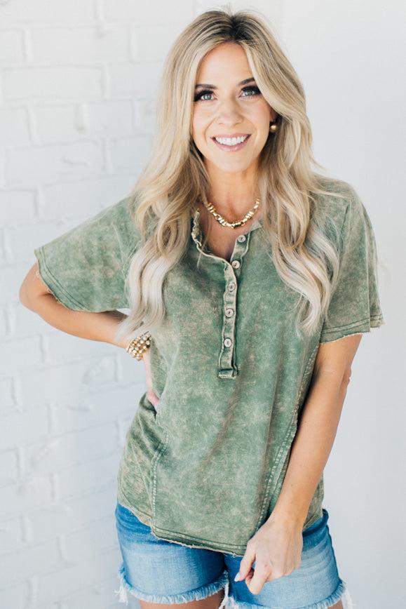 🔥Summer Hot🔥Brielle French Terry Henley Tee(Buy 2 10% OFF)