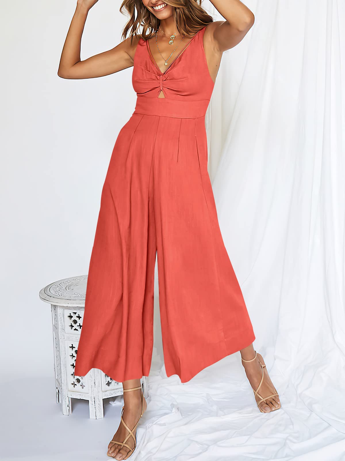 V Neck Cutout High-Waist Rompers (Buy 2 free shipping)-hivebabe.com