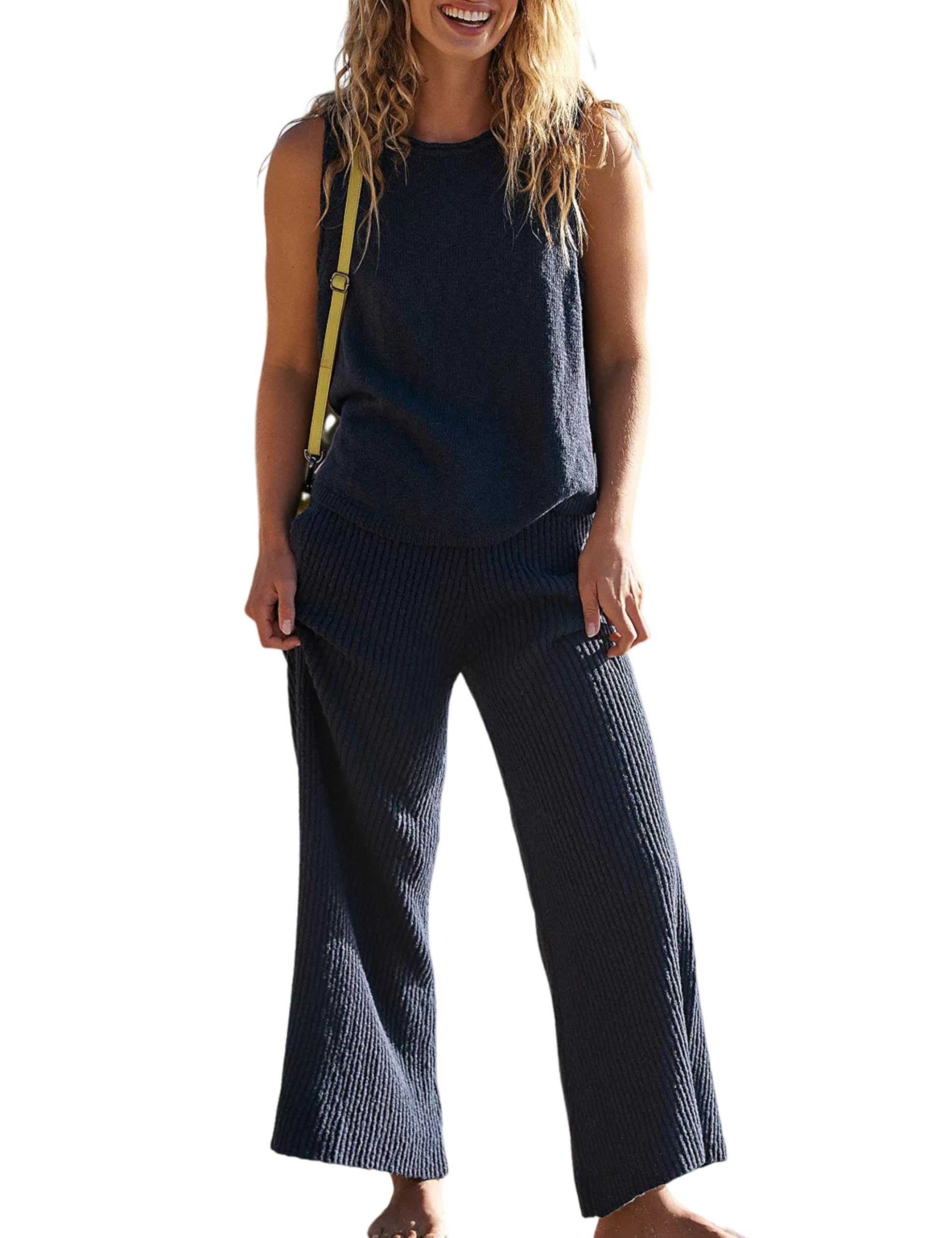 Sleeveless Top and Wide Leg Pants Knit Casual Sweatsuit✨Buy 2 Free Shipping