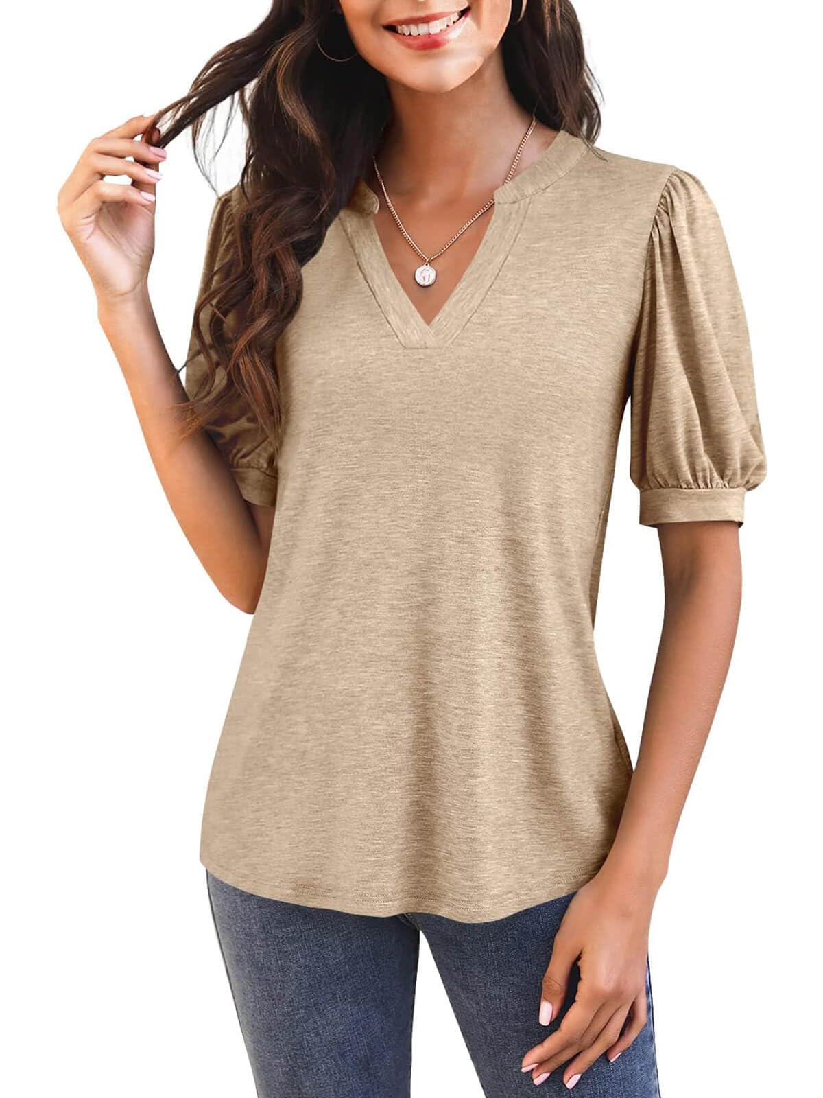 🔥2024 SUMMER HOT🔥Puff Sleeve Loose Dressy Blouses(40% OFF Today!!!)